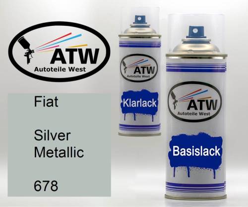 Fiat, Silver Metallic, 678: 400ml Sprühdose + 400ml Klarlack - Set, von ATW Autoteile West.